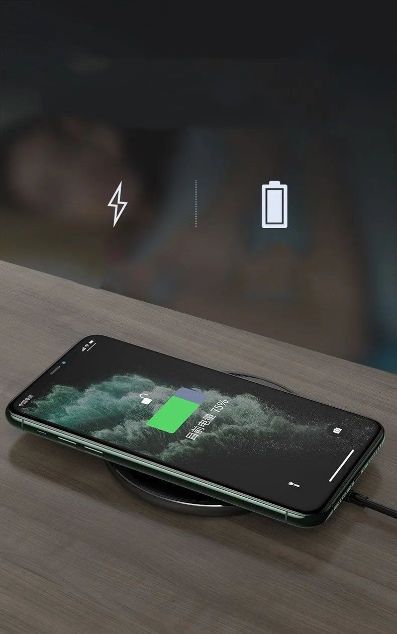 Kuulaa KL-CD16 black wireless disc charger for mobile phones with status indicator light