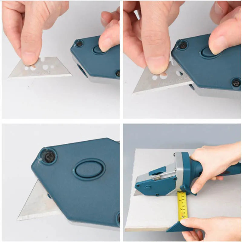 Blue aluminium alloy and TPR plastic woodworking cutter with precise scale for multi-board cutting