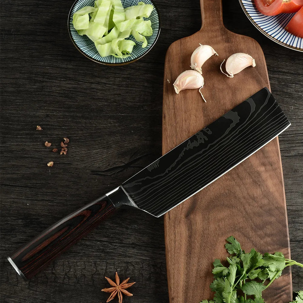 Seven-inch stainless steel multi-purpose kitchen knife with modern simple style and colour finish