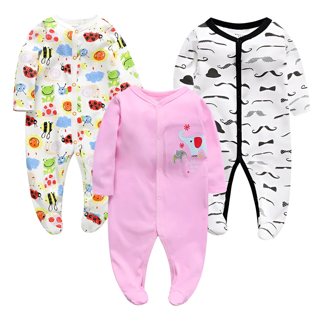 Cotton one-piece baby romper with dinosaur print for infants 3-12 months