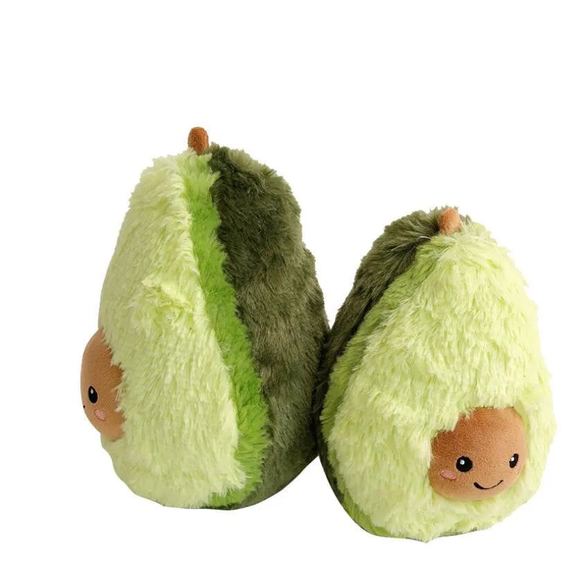 Soft plush avocado pillow toy in 20cm size with green fabric and PP cotton filling