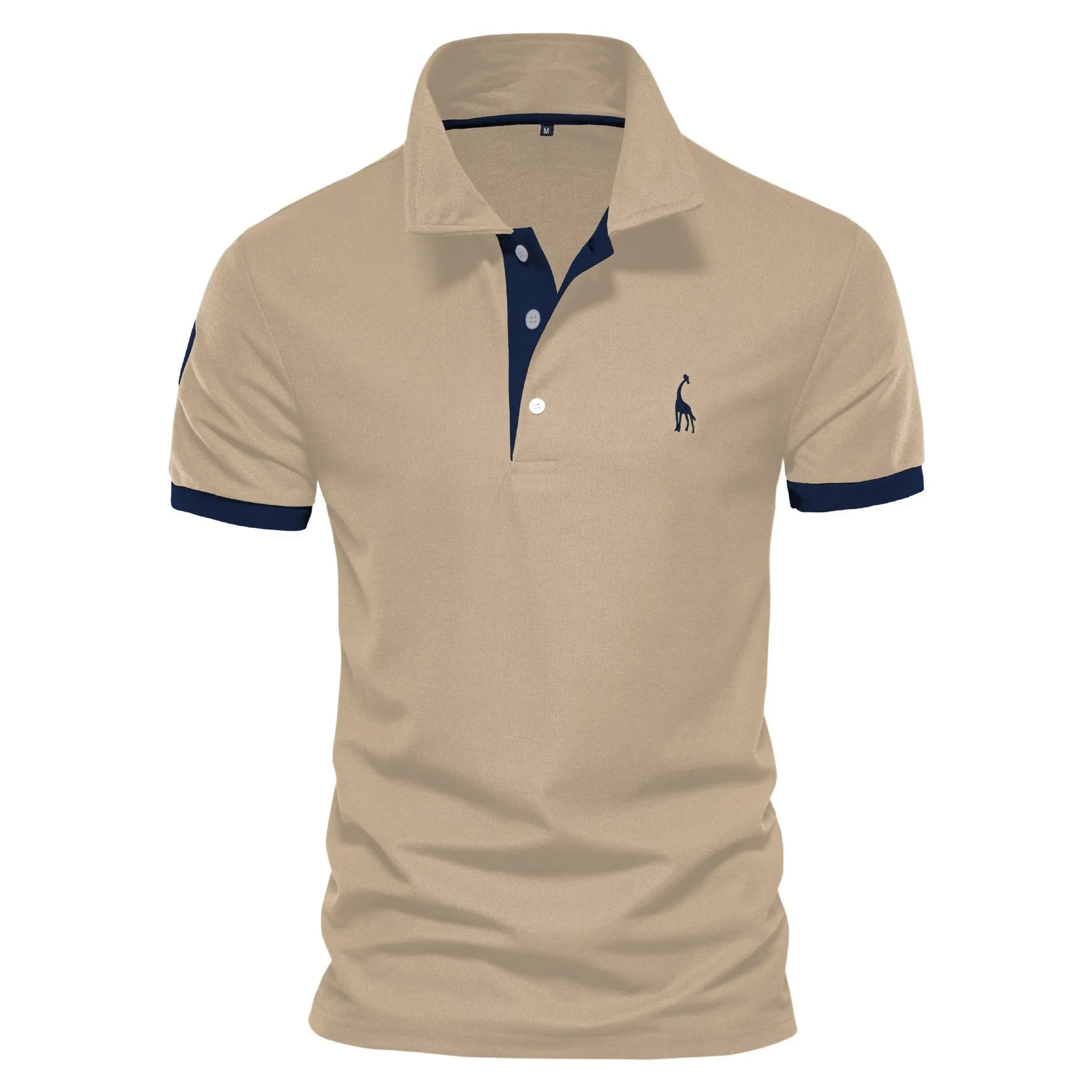 Men's slim fit deer embroidered short sleeve T-shirt in cotton blend fabric