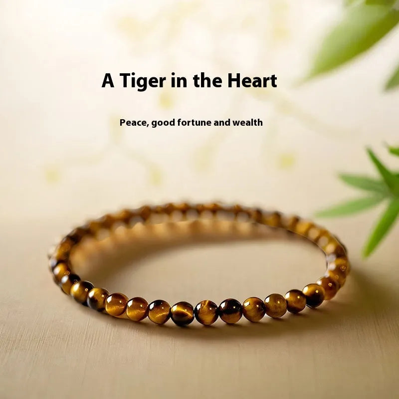 Chinese style Tigereye geometric bracelet with round beads in manual craftsmanship