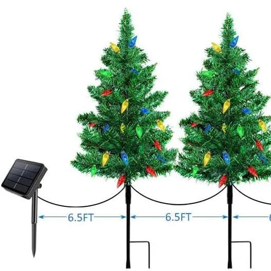 Solar Christmas tree LED decorative light with stainless steel housing and IP66 rating for outdoor use