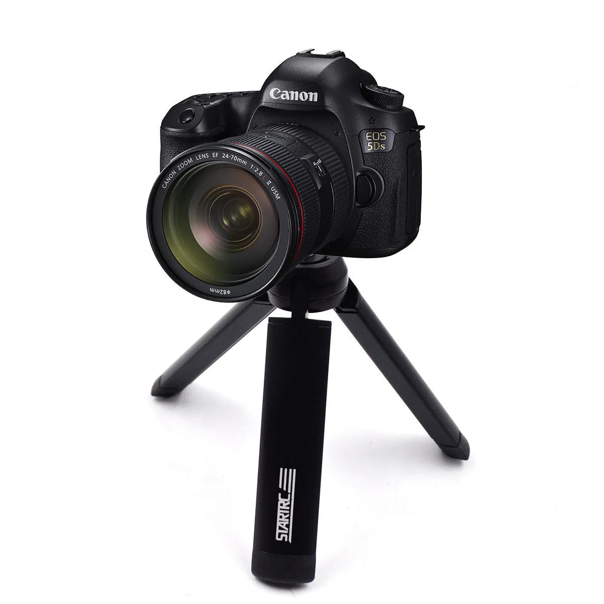 Silver aluminium alloy clip bracket for mounting an Apple iPhone onto a table-top tripod.