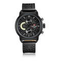 Men's 48mm sports watch with stainless steel strap and alloy case, shown in grey, red, yellow, and white