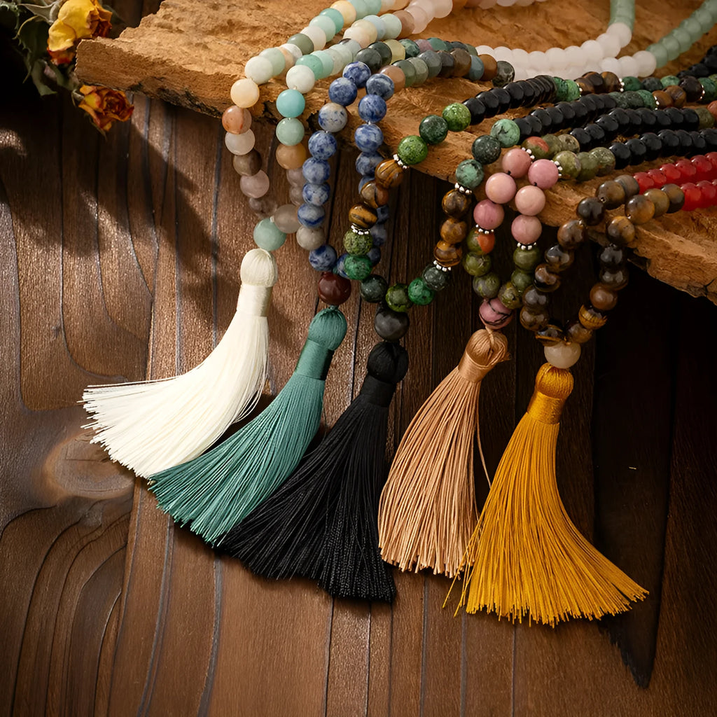 Bohemian vintage tassel bead chain necklace approximately 80-85cm long with matching bracelet