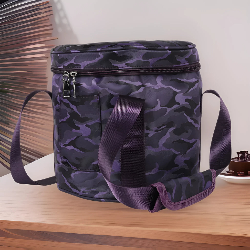 Purple patterned Oxford cloth tote bag for 8 to 14 inch Himalayan singing bowls and crystal bowls, one handbag