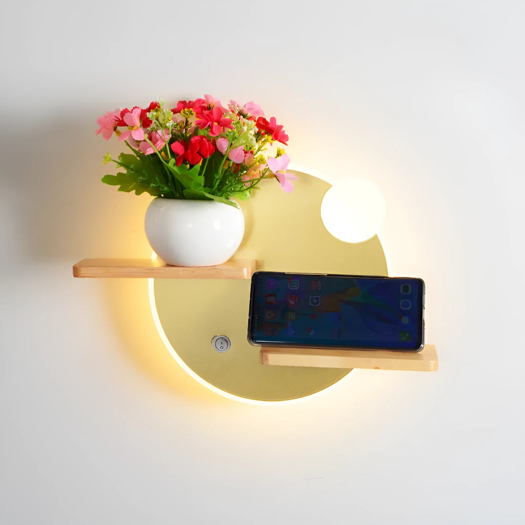 Bedside lamp with acrylic shade available in round or square designs with USB charging port option