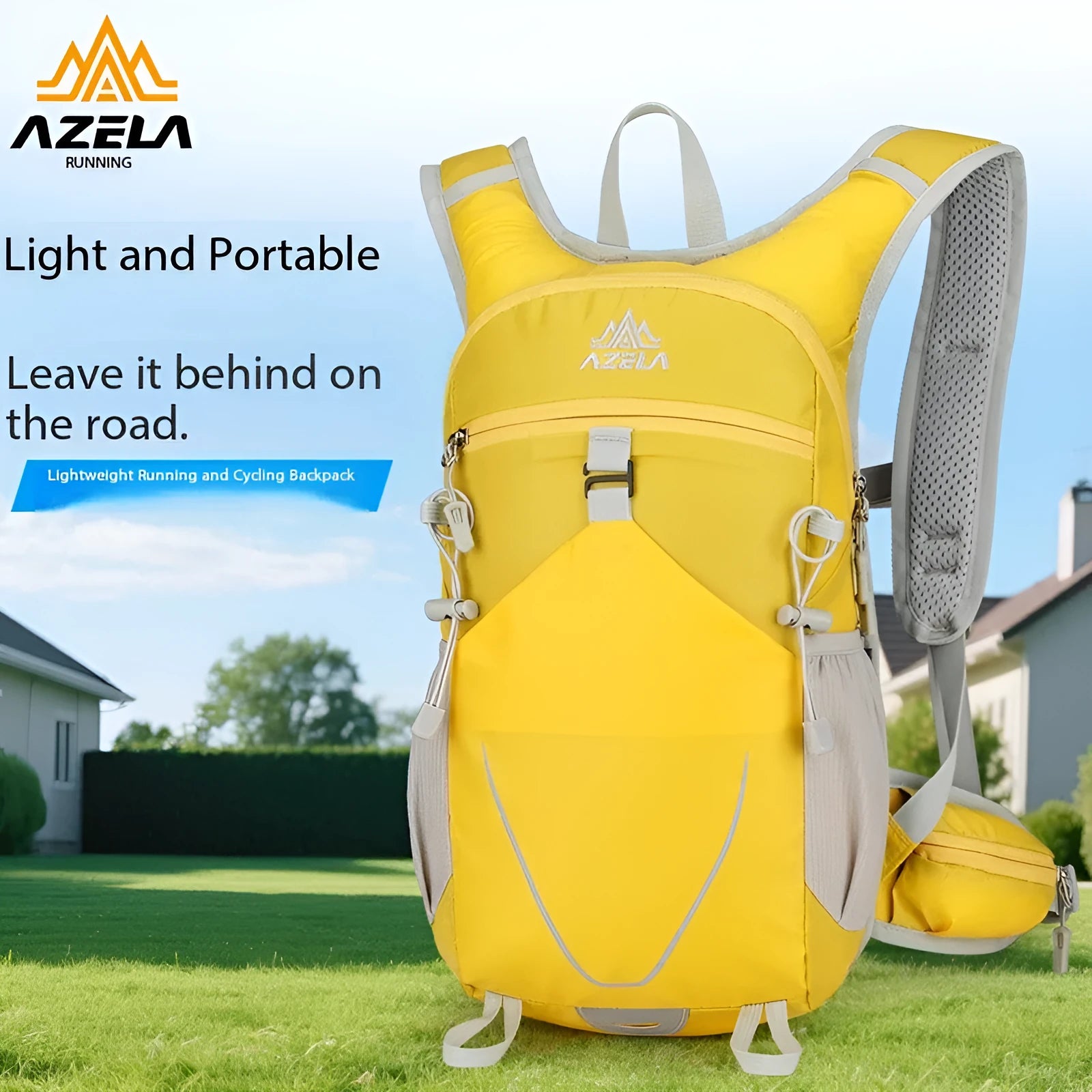 AZELA lightweight breathable mesh hydration backpack with multiple pockets for outdoor sports