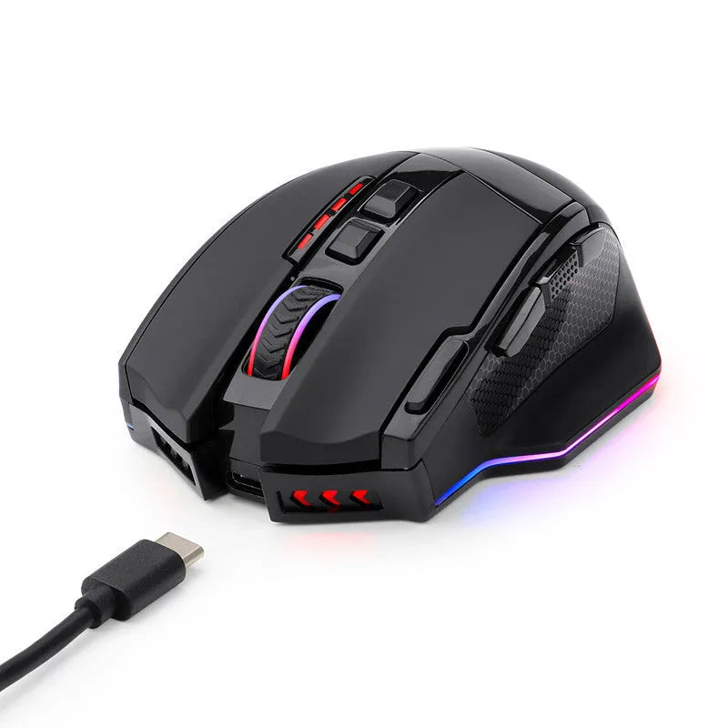 Black Redragon M801P wireless gaming mouse with nine buttons and ergonomic shape