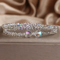 Women's double-circle crystal Mori style bow bracelet in green with colourful crystals