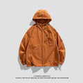 Lightweight beige hooded couple's sun protection jacket made from Lycra spandex fabric.