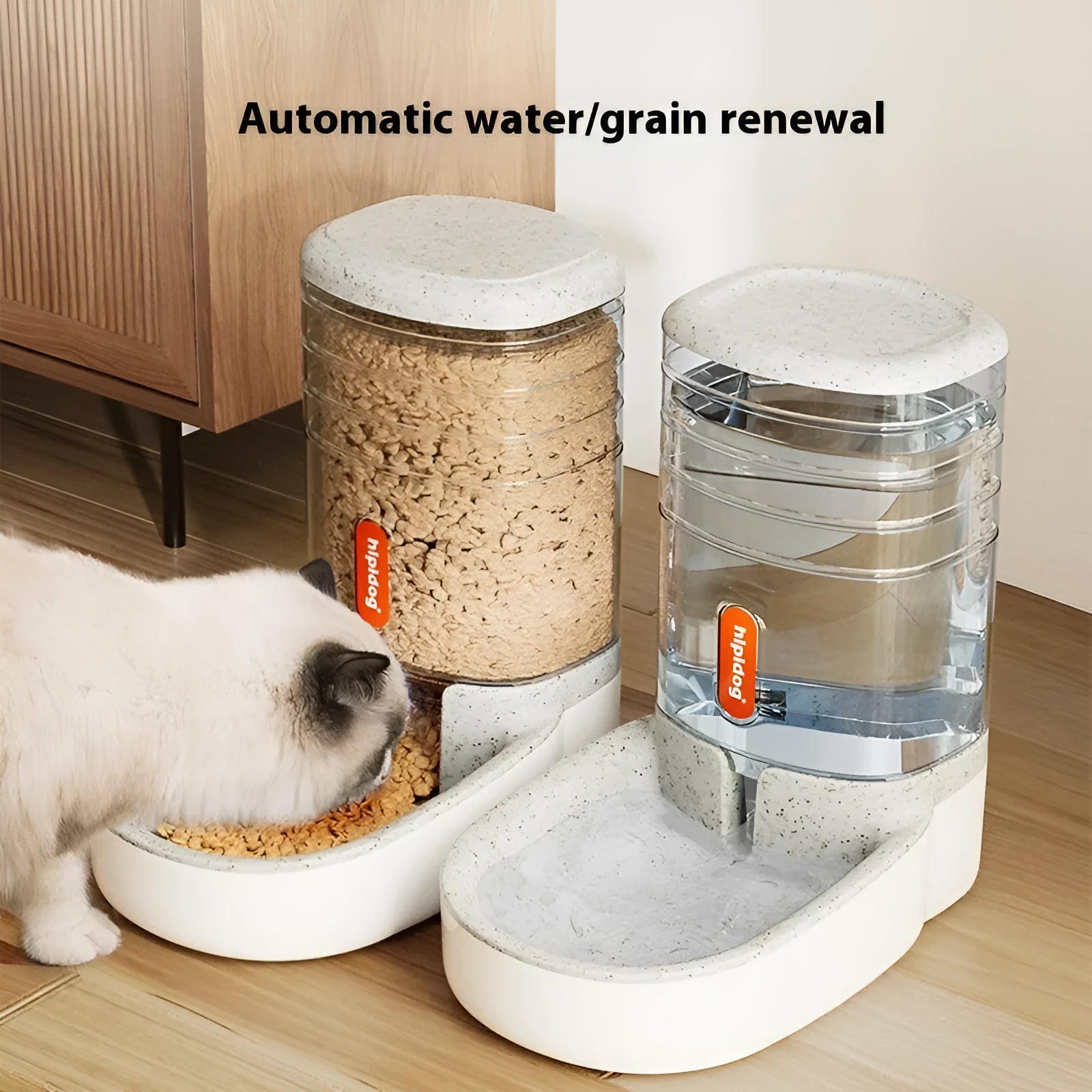 Automatic pet drinker with 3.8L capacity in blue, green, grey, or pink colours for dogs and cats