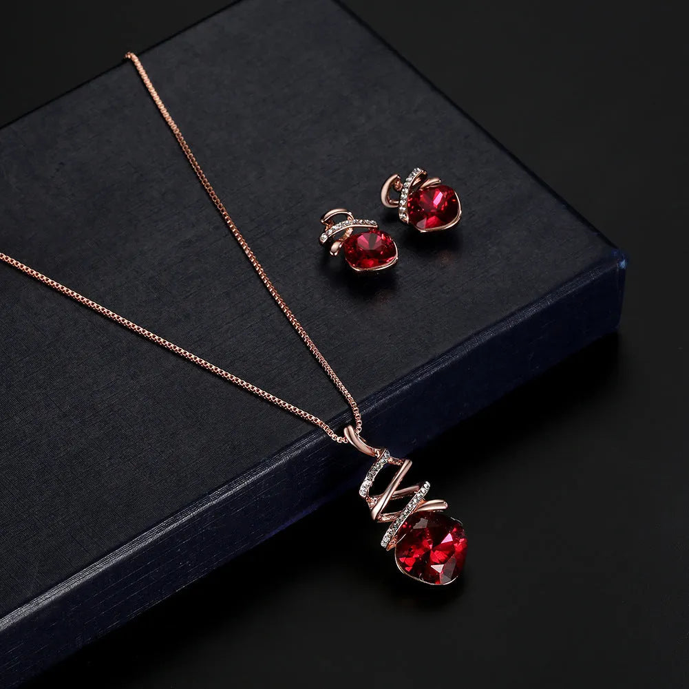 Women's alloy bridal jewellery set with adjustable water wave chain necklace and matching earrings.
