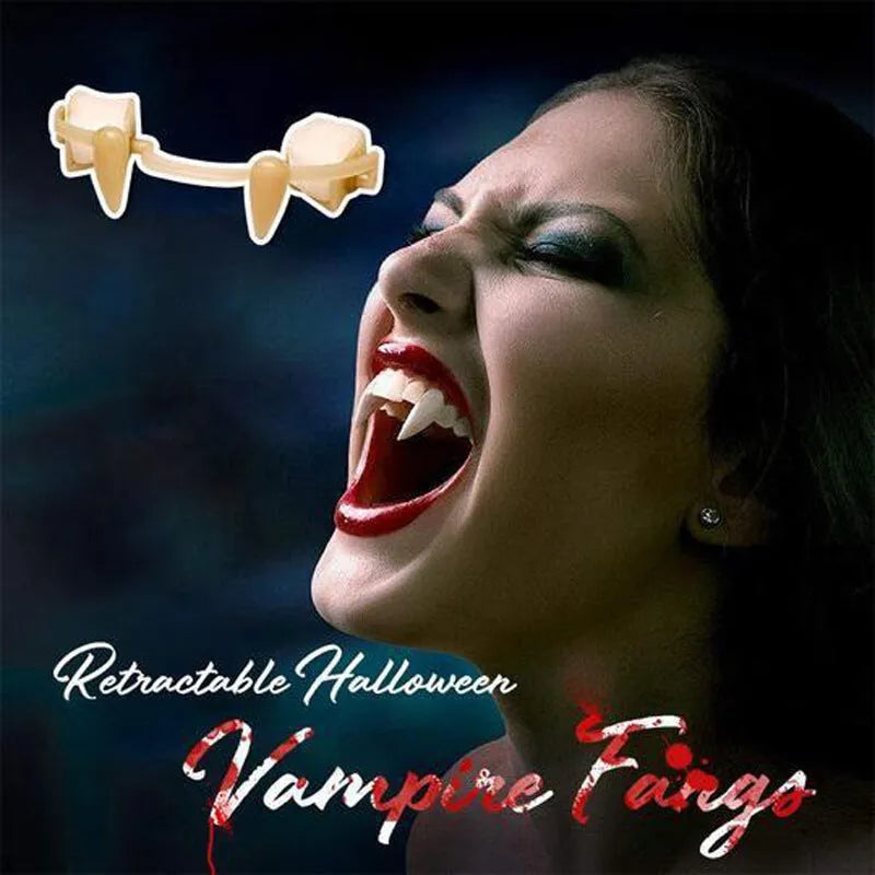 Halloween cosplay retractable vampire teeth plastic fangs average size boxed colour