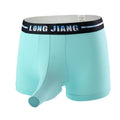 Men's solid-colour ice silk boxer shorts in a mid-waist trunk design on a white background