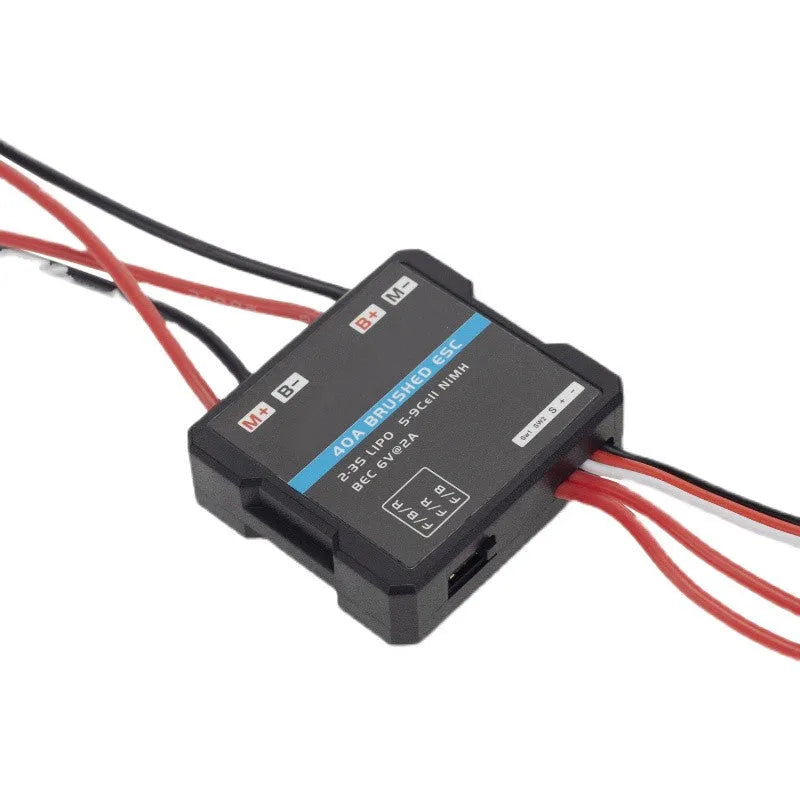 Small 40A brushed electronic speed controller for 1/16 and 1/18 scale RC vehicles