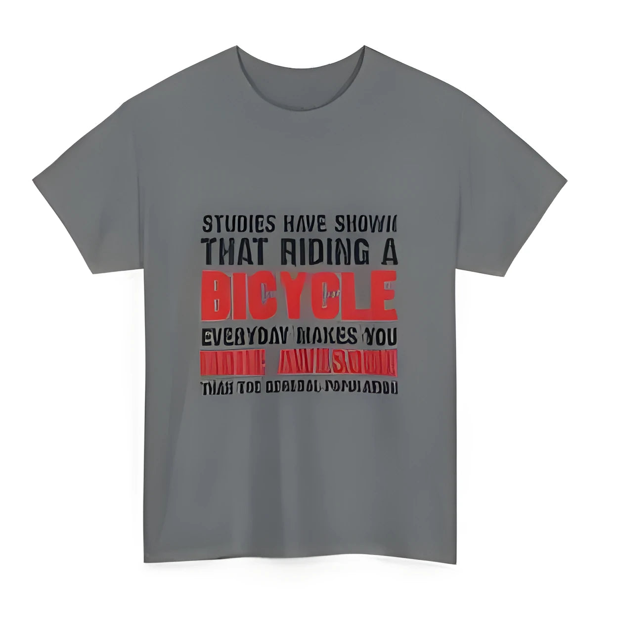 Grey women's short sleeve cotton t-shirt with a printed pattern, shown on a hanger.