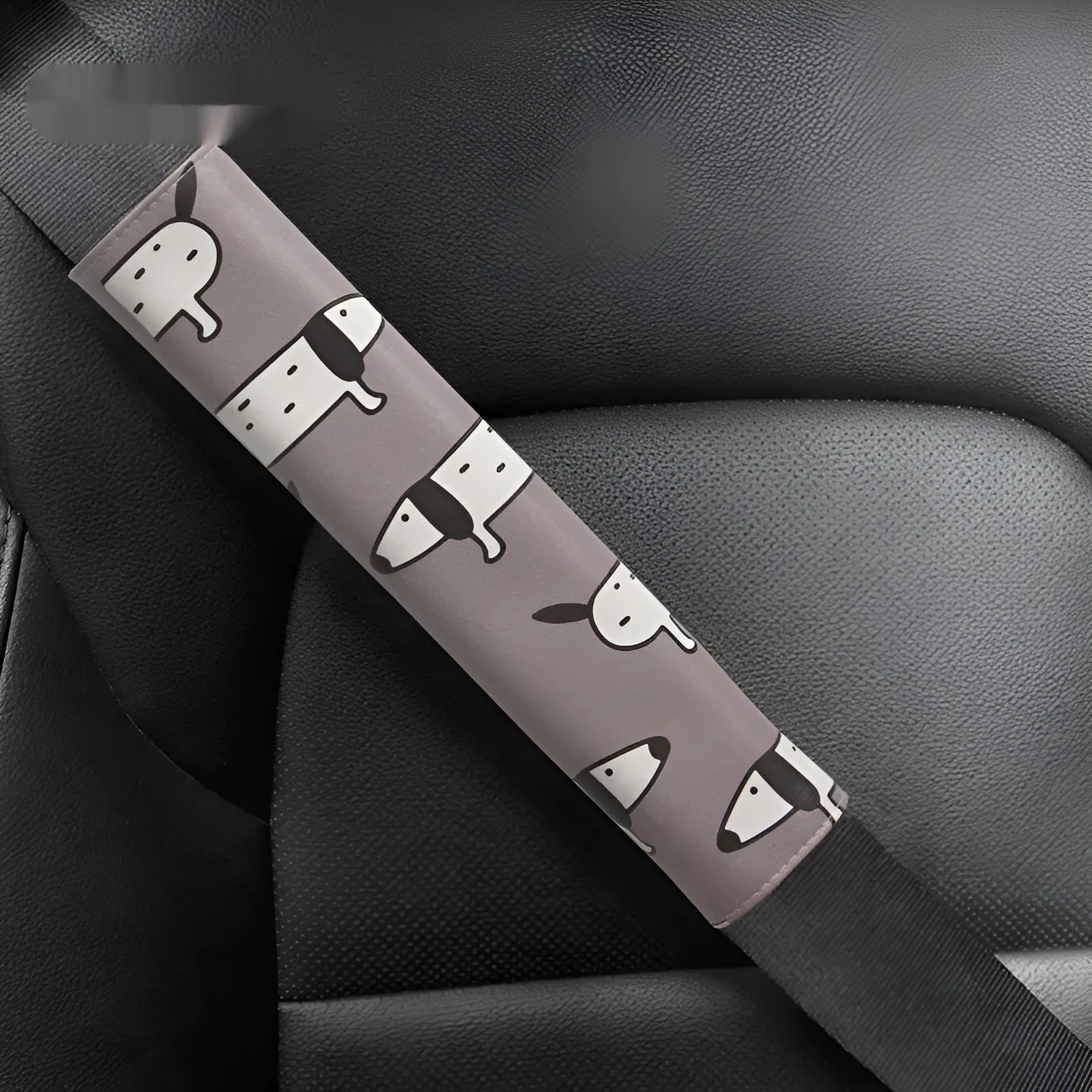Cute Dachshund cartoon design artificial leather car seat belt shoulder cover.
