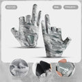 Exposed three-finger polyester fishing gloves in black or grey, sizes M and L, with non-slip function