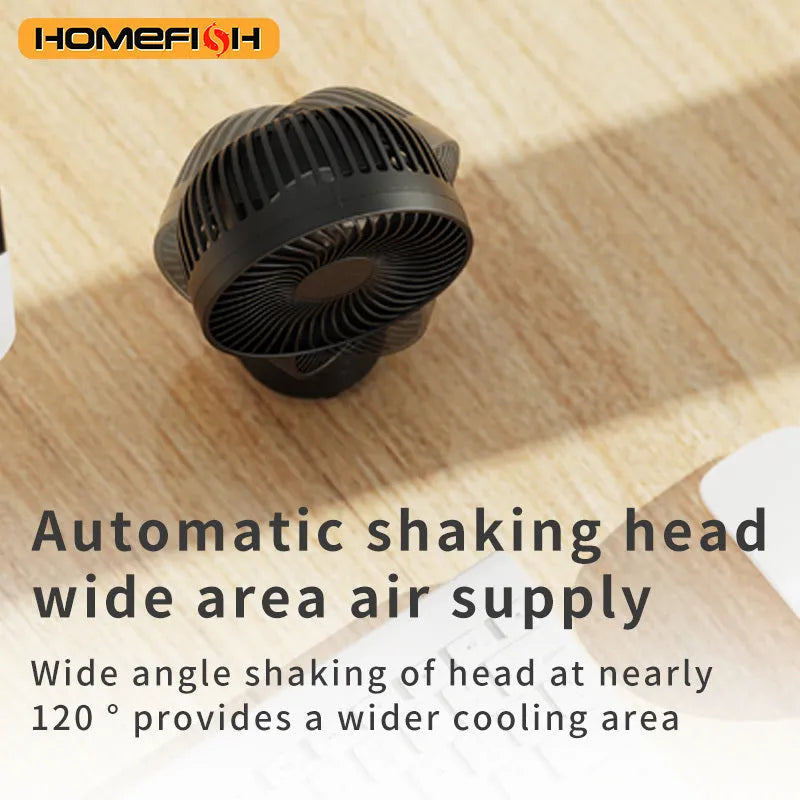 HOMEFISH handheld fan with mounting bracket attached, showing removable front mesh guard.