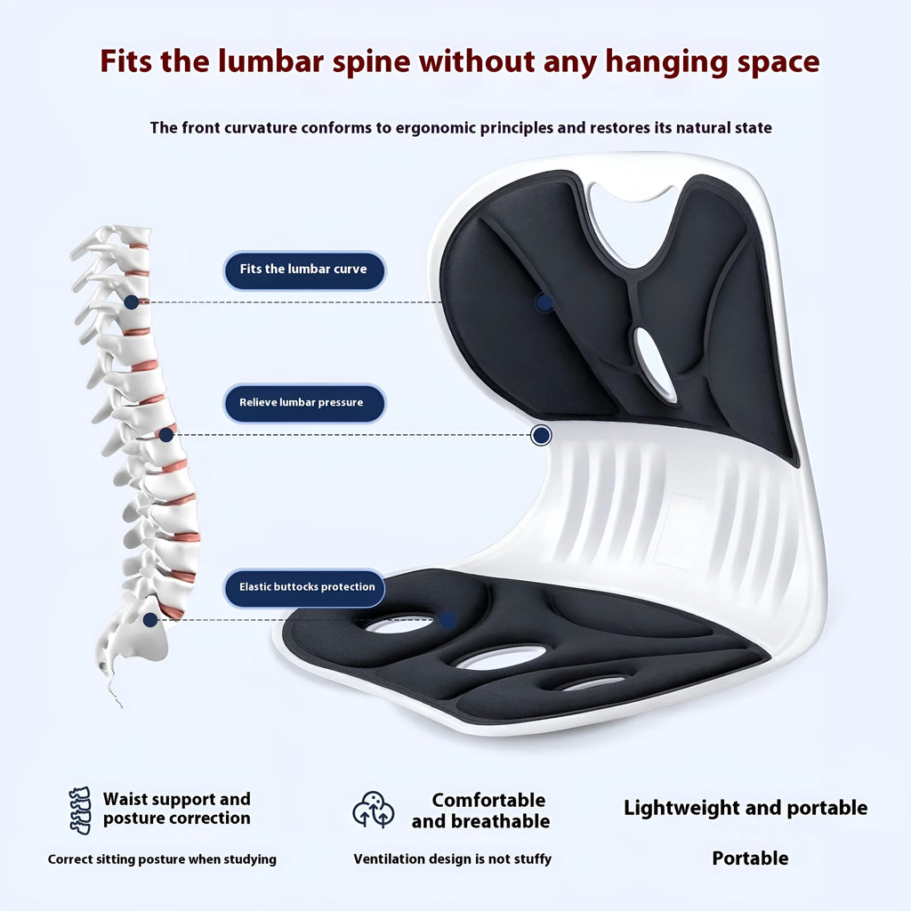 Grey lumbar support cushion for chair seating