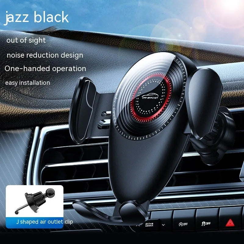 Black car mobile phone bracket mounted on car air vent for hands-free use