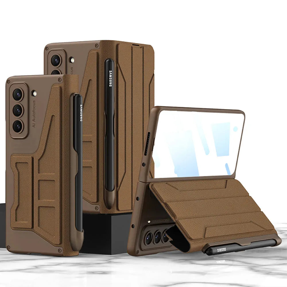 Samsung Galaxy Z Fold5 PC back cover case in Carbon Fiber Pattern with anti-fall protection