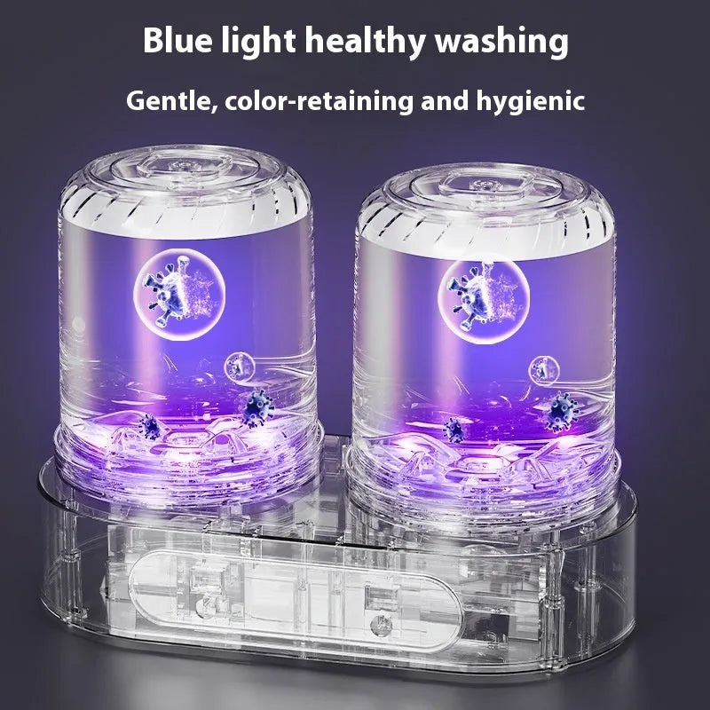 White double bucket USB portable mini washing machine for delicate laundry.