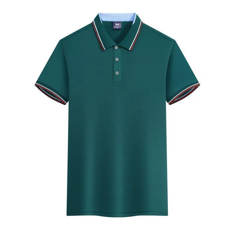 Men's ice silk quick-dry polo shirt in slim fit with short sleeves shown in blue grey colour
