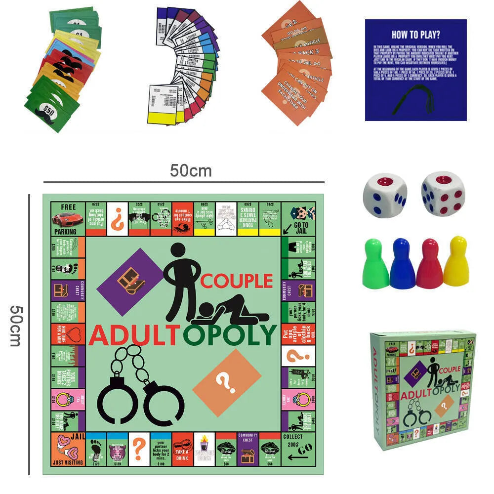 Paper couple board game set with puzzle cards for interactive play