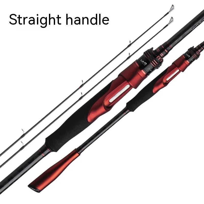 Carbon fishing rod showing straight handle and pikestaff style options in ultralight construction for lure fishing.