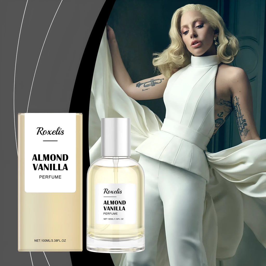 Vanilla Charm Perfume 100ml bottle with almond and citrus extract ingredients