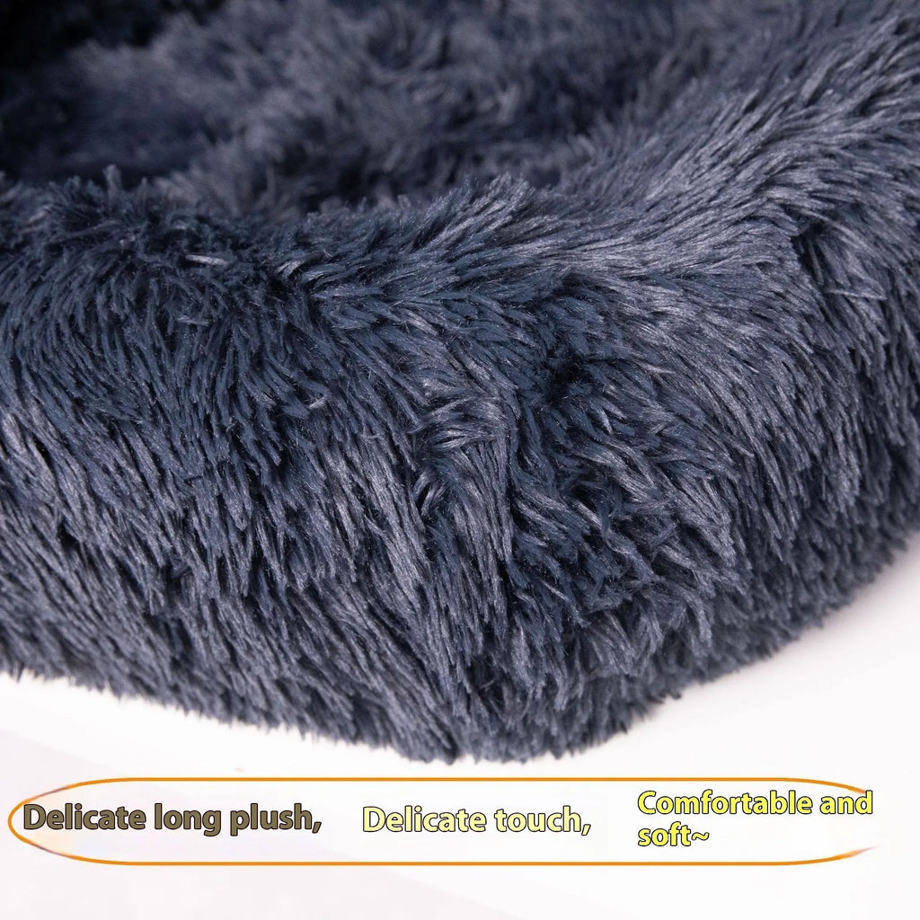 Thick dark grey thermal pet mat placed on a car's back seat, showing its size and removable cloth construction.