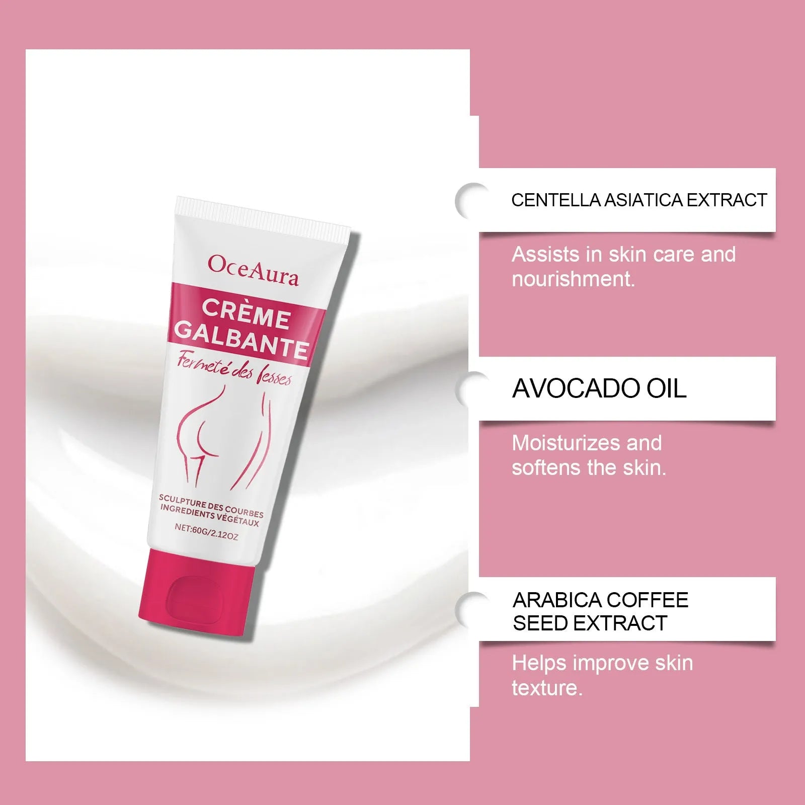 60g hip neck moisturising cream jar with centella and botanical extracts