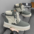 High-top men's boots in animal pattern with pointed toe and platform sole, artificial PU upper, PVC sole