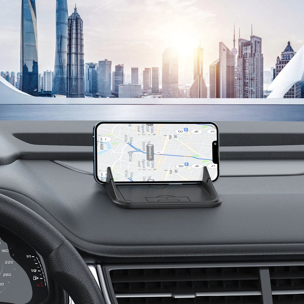 Peak-X5 silicone automobile phone holder with flexible construction for car and desktop mounting