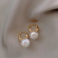 14K gold plated copper mermaid pearl clip-on earrings white U-shape for women