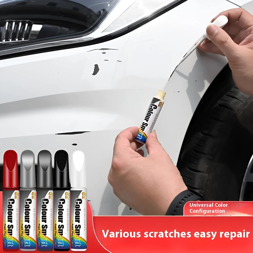 Car paint scratch healing pen in a black colour option with white cap, 12ml capacity on a white background