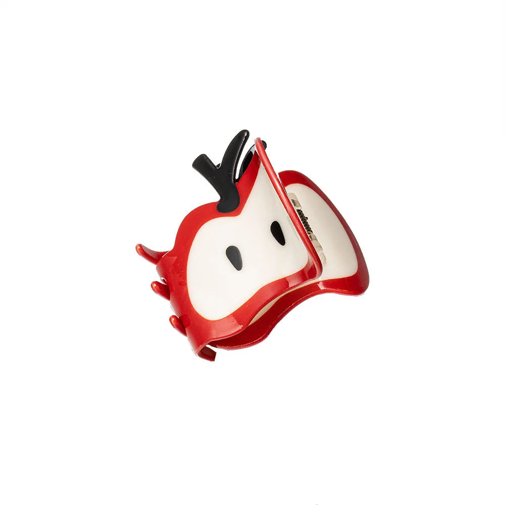 Handmade red spliced apple hair clip, large and small sizes for women, mixed material build
