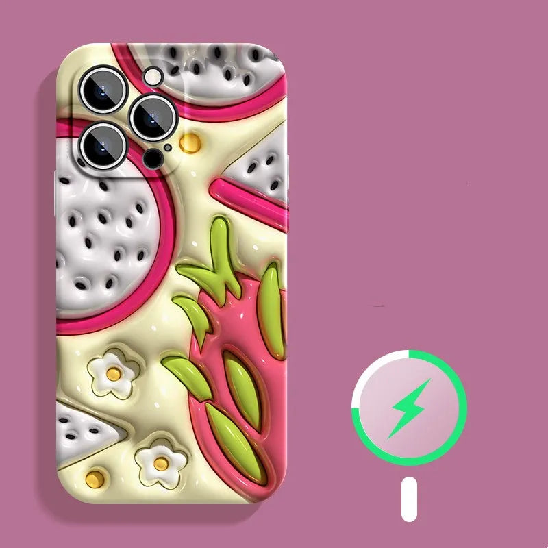 Silicone drop resistant phone case for iPhone in mango colour with cutouts for camera and buttons