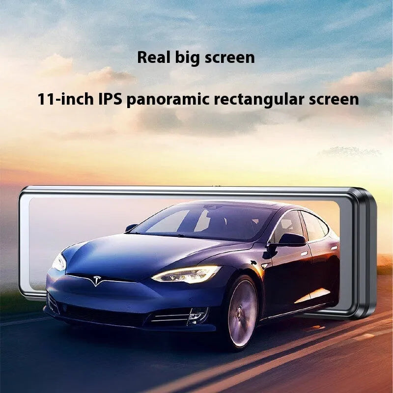 10 inch touchscreen car driving recorder with double recording, GPS positioning module, and 6 metre rear cable