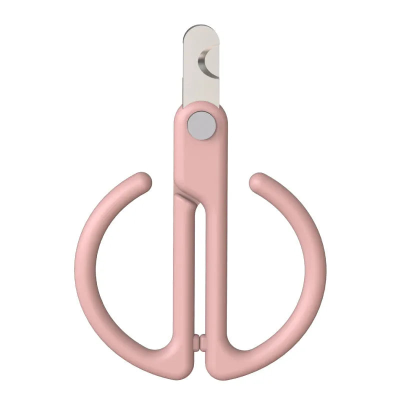 Grey cat nail clippers with ABS handle and 3CR13 blade on a light background