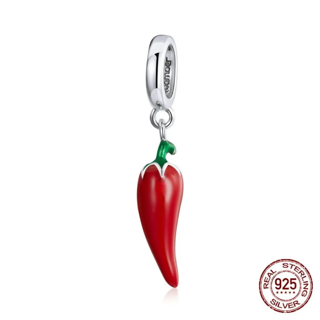 Korean style pepper leaf shaped pendant in S925 sterling silver with a BSC461 electroplated finish.