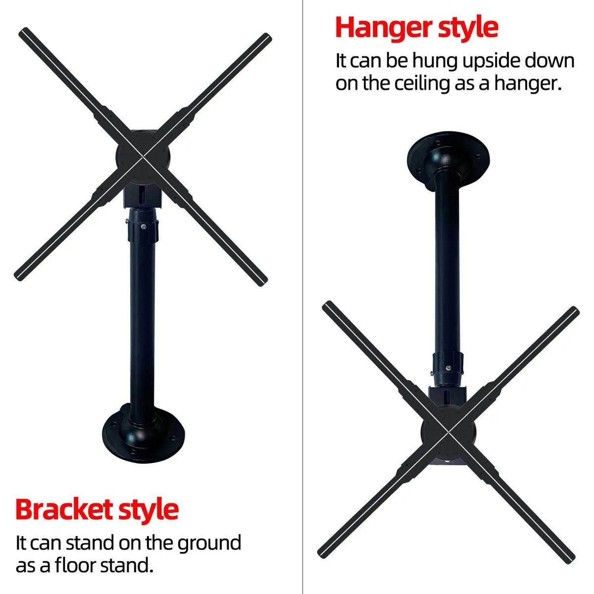Black metal dedicated desktop hanger stand bracket for holographic 3D projection fan advertising player