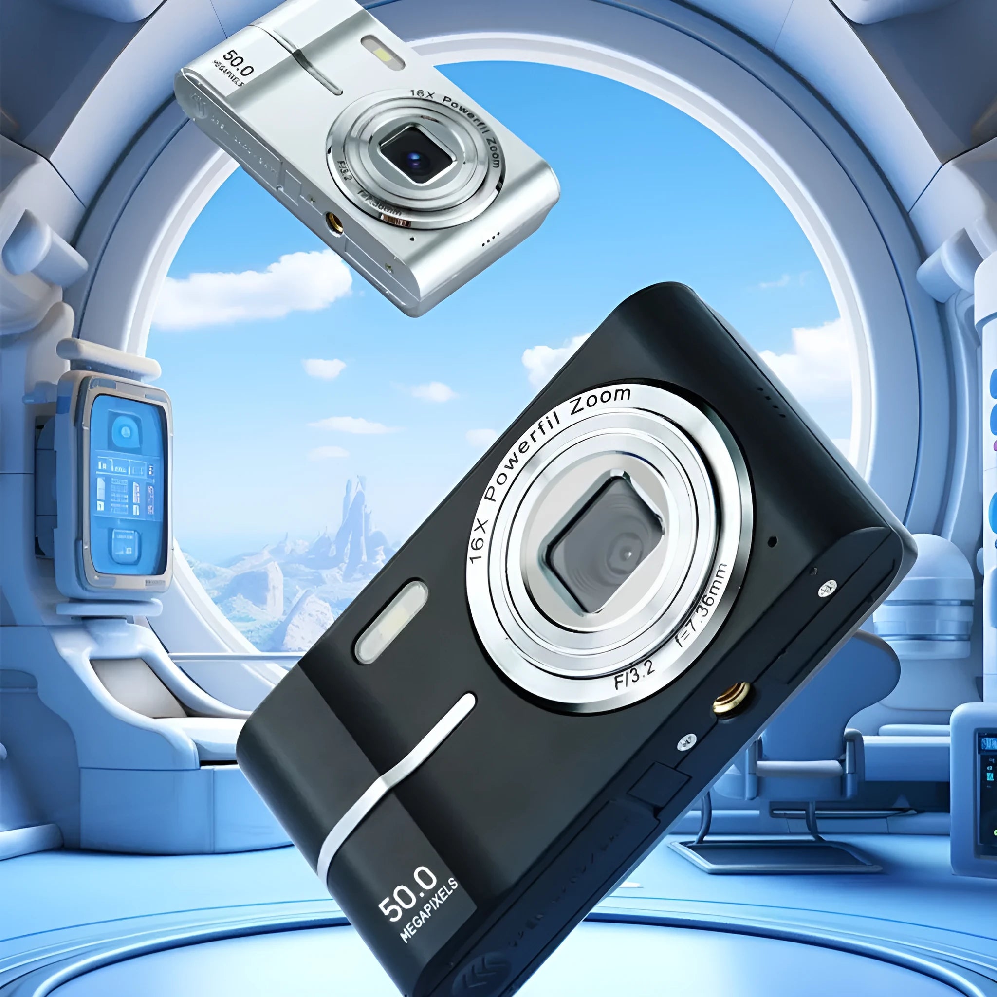 HD 4K pixel digital student camera in black, green, pink or white colours with full HD screen
