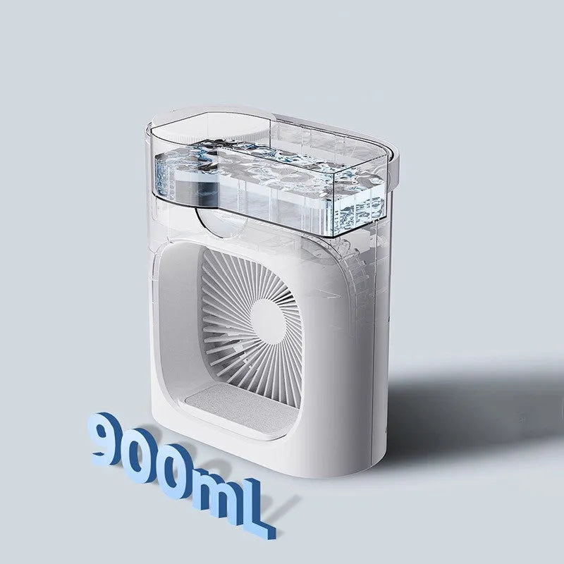 White USB refrigeration air conditioner fan with timing screen display, 276x229x148 mm