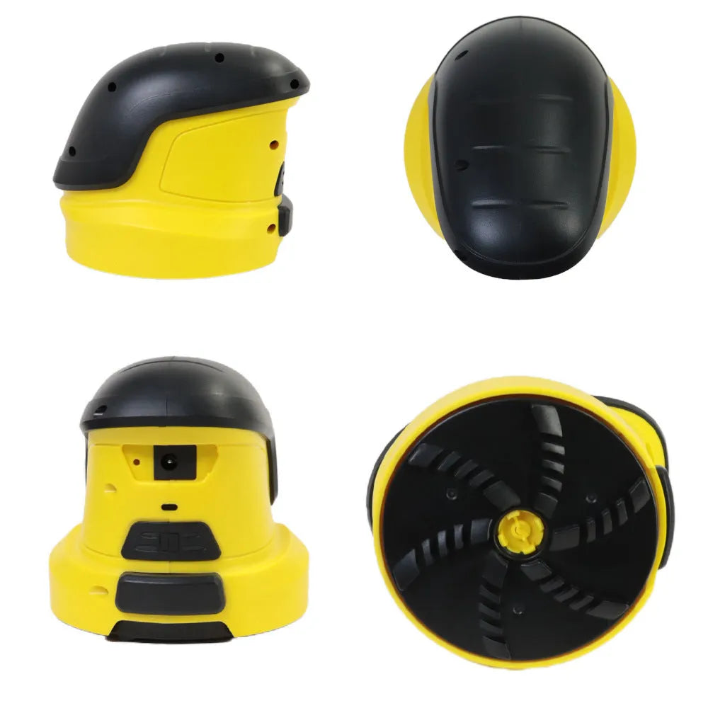 Yellow cordless electric ice scraper with USB charging cable for car windscreen deicing