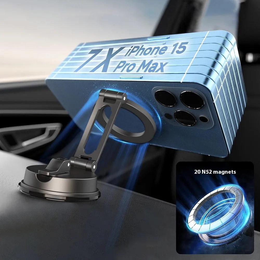 Black H154 magnetic phone holder with suction cup for car mounting